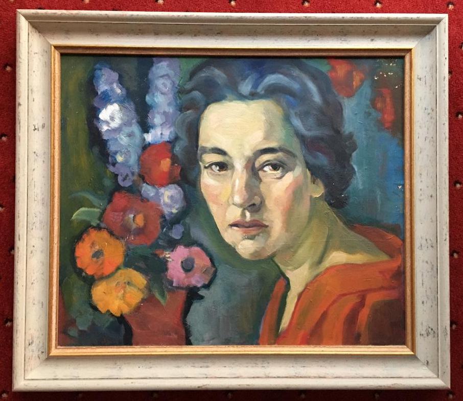 Arnold, 'Frauenbildnis mit Blumenvase' :