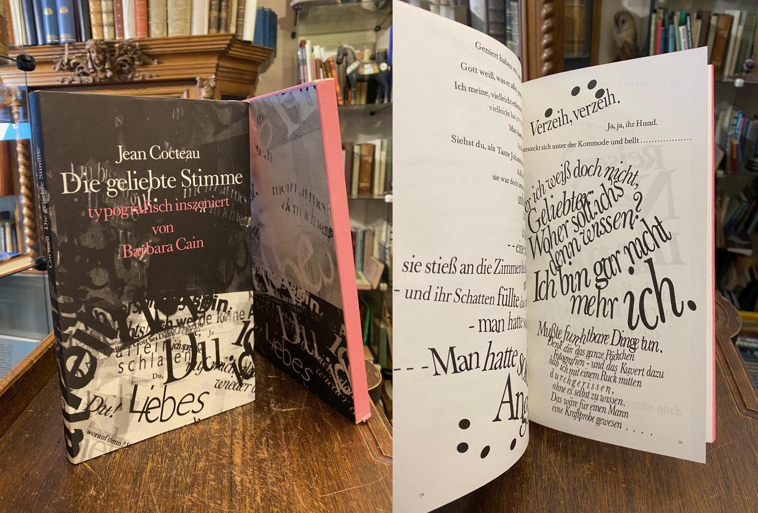 Cocteau, Die geliebte Stimme : typografisch inszeniert von Barbara Cain.