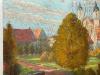 Mezger, Bad Waldsee : Blick vom Schloss über Brücke und Park auf die Stiftskirch