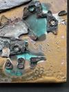 Dethleffs, Keramik-Collage mit plastischen Aufschmelzungen / Metall / farbiges E